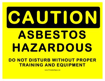 Caution Hazardous Asbestos Sign