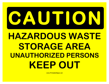 Caution Hazardous Waste Sign