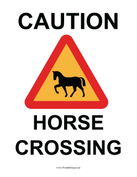 Caution Horse Crossing Sign