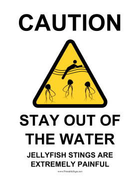Caution Jellyfish Sign