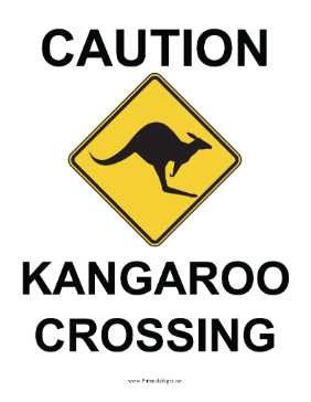 Caution Kangaroo Crossing Sign