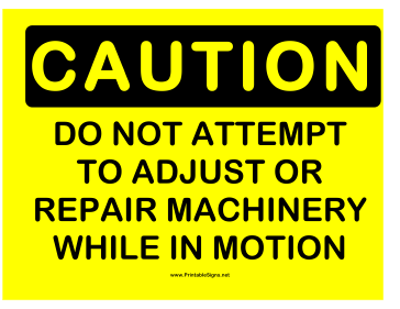 Caution Machinery Sign