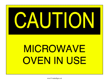 Microwave Oven in Use Sign