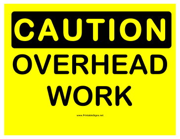 Caution Overhead Work Sign