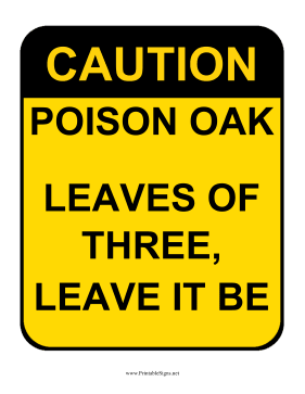 Caution Poison Oak Sign