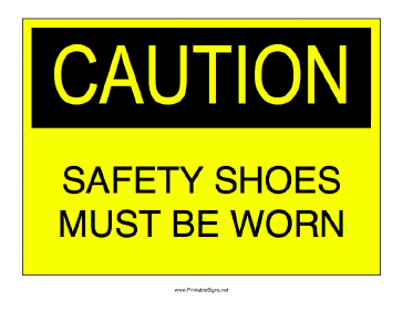 Safety Shoes Must Be Worn Sign