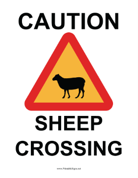 Caution Sheep Crossing Sign