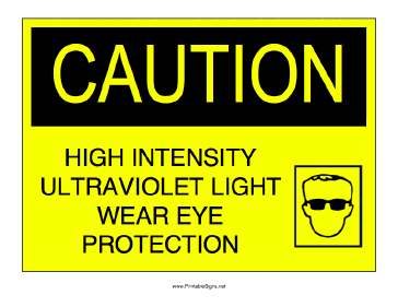 High Intensity Ultraviolet Light Sign