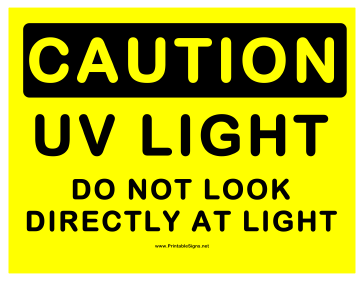 Caution UV Light 2 Sign
