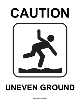 Caution Uneven Ground Sign