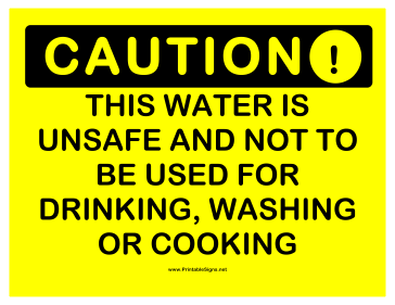 Caution Unsafe Water Sign