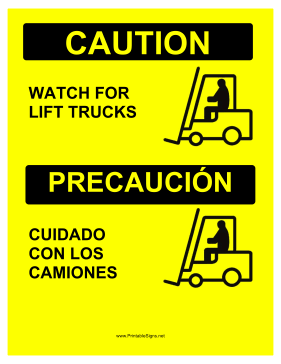 Watch For Forklifts Bilingual Sign