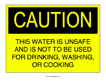 Unsafe Water Sign