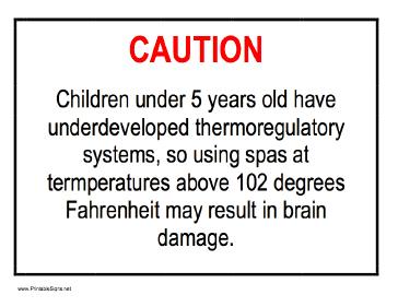 Spa Caution - Children Sign