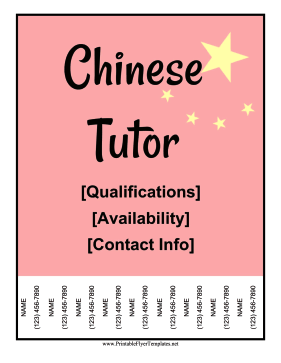 Chinese Tutor Flyer Sign