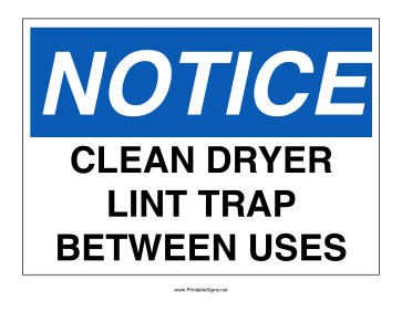 Clean Lint Trap Sign