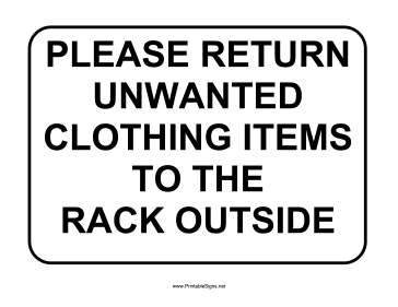 Clothing Return Sign