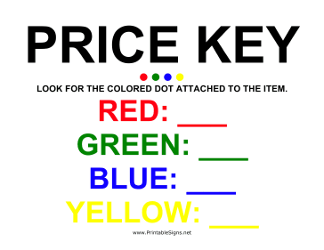Blank Color Coded Yard Sale Sign