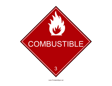 Combustible Warning Sign