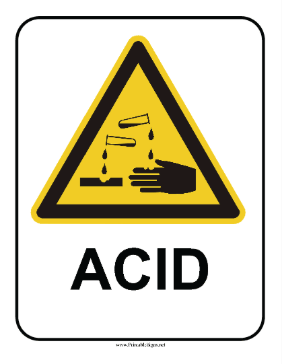 Corrosive Acid Warning Sign Sign