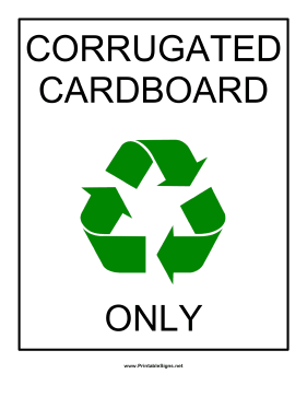 Corrugated Cardboard Recyclables Sign