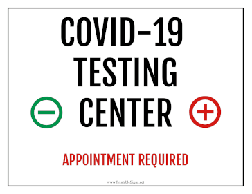 Covid Testing Appointment Required Sign