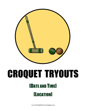 Croquet Tryouts Flyer Sign