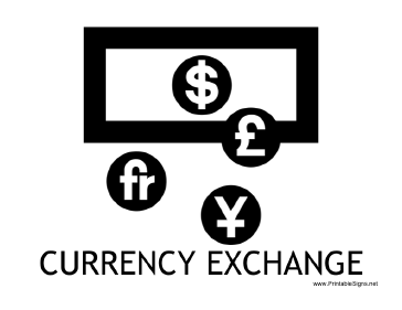Currency Exchange with caption Sign