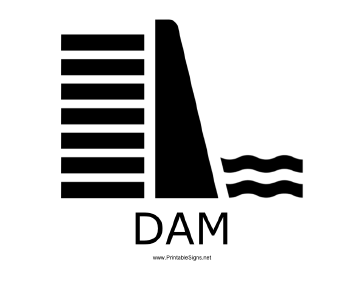 Dam with caption Sign