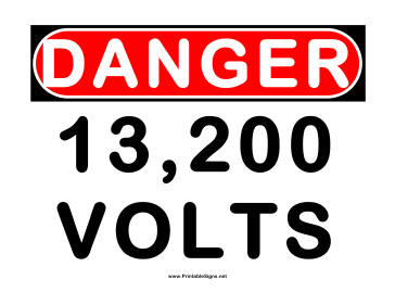 Danger 13200 Volts Sign