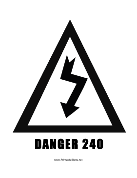 Danger 240 Voltage Sign