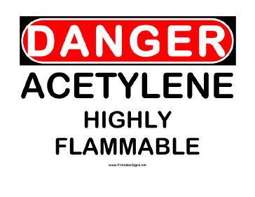 Danger Acetylene Sign