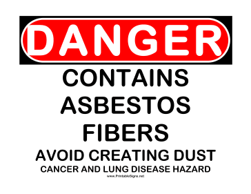 Danger Asbestos Fibers Sign