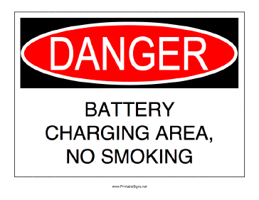 Battery Charging Area Sign