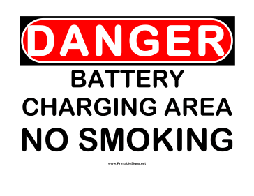 Danger Battery Charging Area 2 Sign