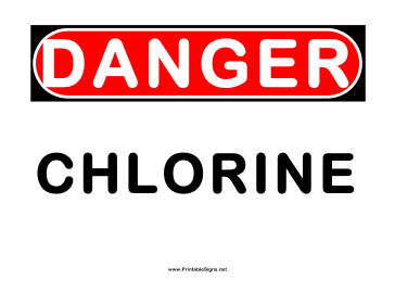 Danger Chlorine Sign