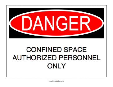 Confined Space Authorized Personnel Sign