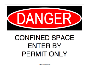 Confined Space Permit Required Sign