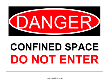 Danger Confined Space Sign