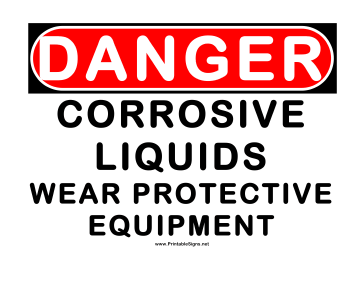 Danger Corrosive Liquids Sign
