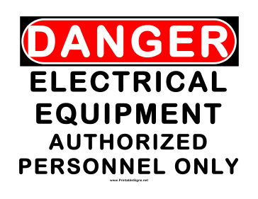 Danger Electrical Equipment Sign