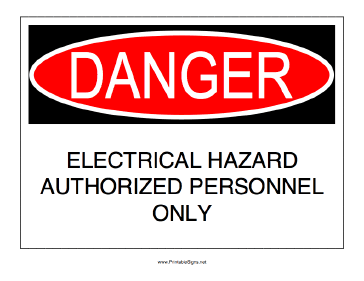 Electrical Hazard Authorized Personnel Only Sign