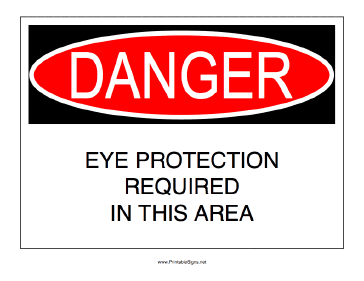 Eye Protection Required In Area Sign