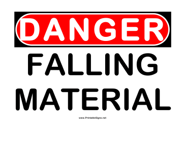 Danger Falling Material Sign