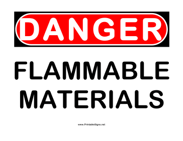 Danger Flammable Materials Sign