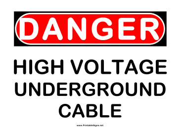 Danger HV Underground Cable Sign