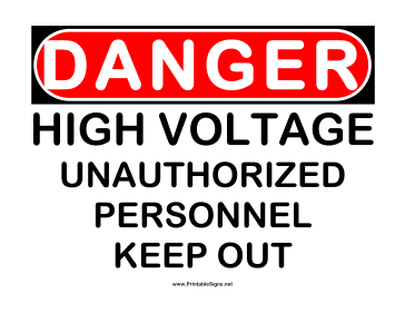 Danger High Voltage UA Sign