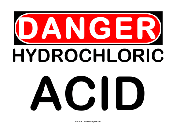 Danger Hydrochloric Acid Sign