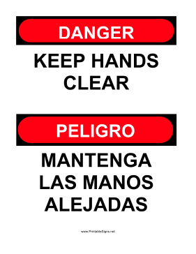 Keep Hands Clear Bilingual Sign
