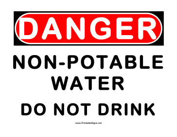 Danger Non Potable Water Sign